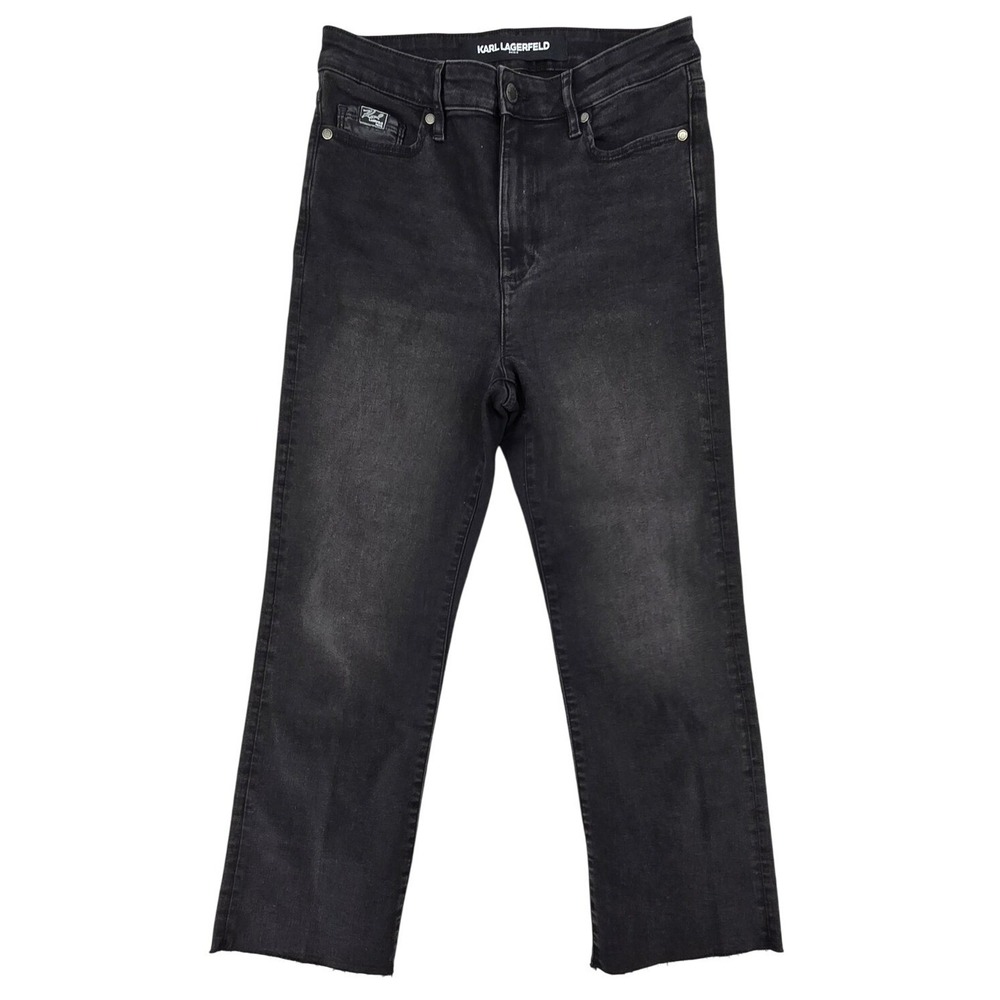 Karl Lagerfeld Paris Black Jeans Size 8‎ Raw Hem